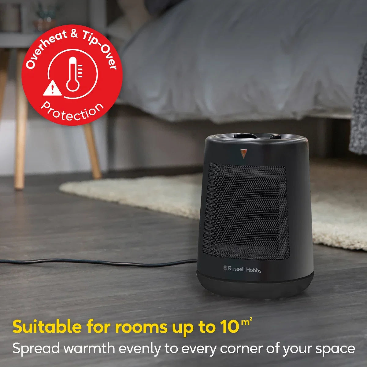 Russell Hobbs RHFH1008B 2kW Oscillating Ceramic Heater in Black