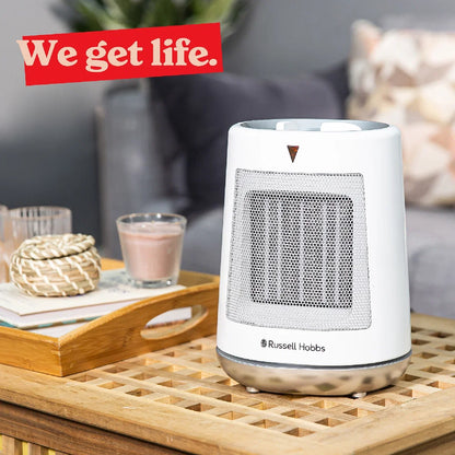 Russell Hobbs RHFH1008 2kW Oscillating Ceramic Heater in White and Grey