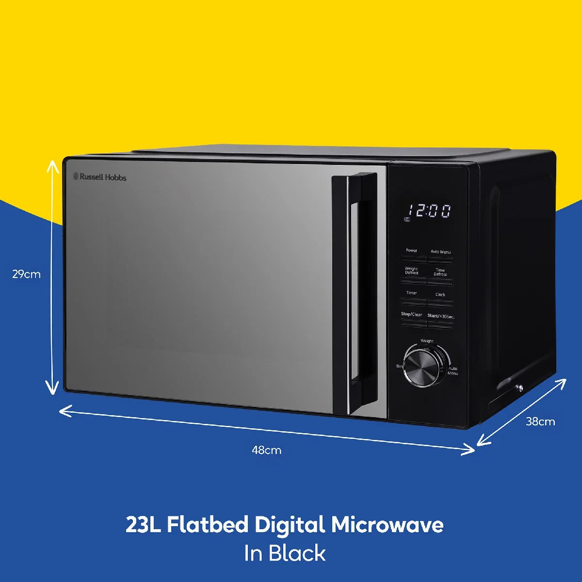 Russell Hobbs® RHFM2365B, 23L Flatbed Digital Microwave in Black