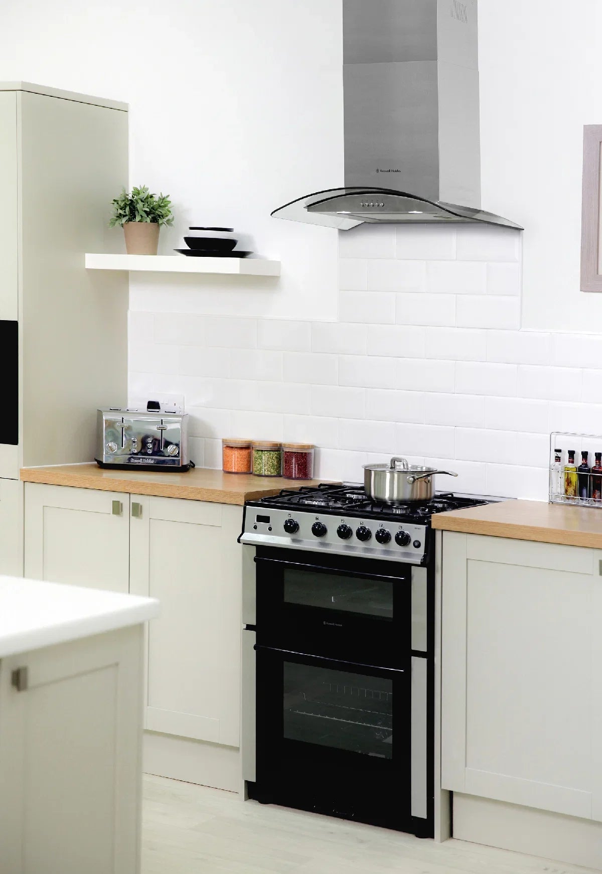 Russell Hobbs RHGCH601SS-M 60cm Wide Stainless Steel & Glass Chimney Cooker Hood
