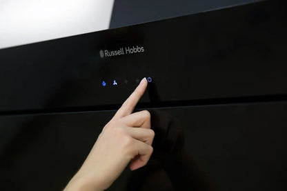 Russell Hobbs RHGCH902B-M 90cm Wide Angled Black Glass Chimney Cooker Hood