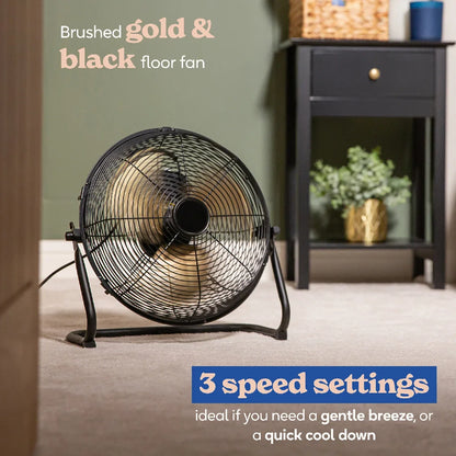 Russell Hobbs RHGF1221BG 12” High Velocity Floor Fan in Brushed Gold