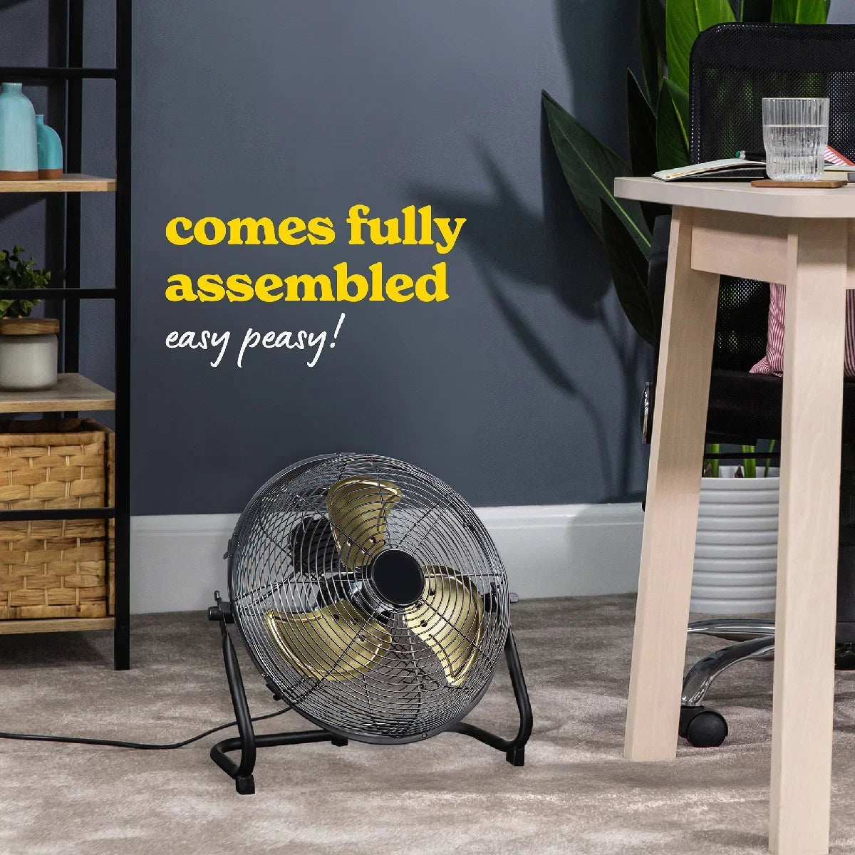 Russell Hobbs RHGF1221BG 12” High Velocity Floor Fan in Brushed Gold
