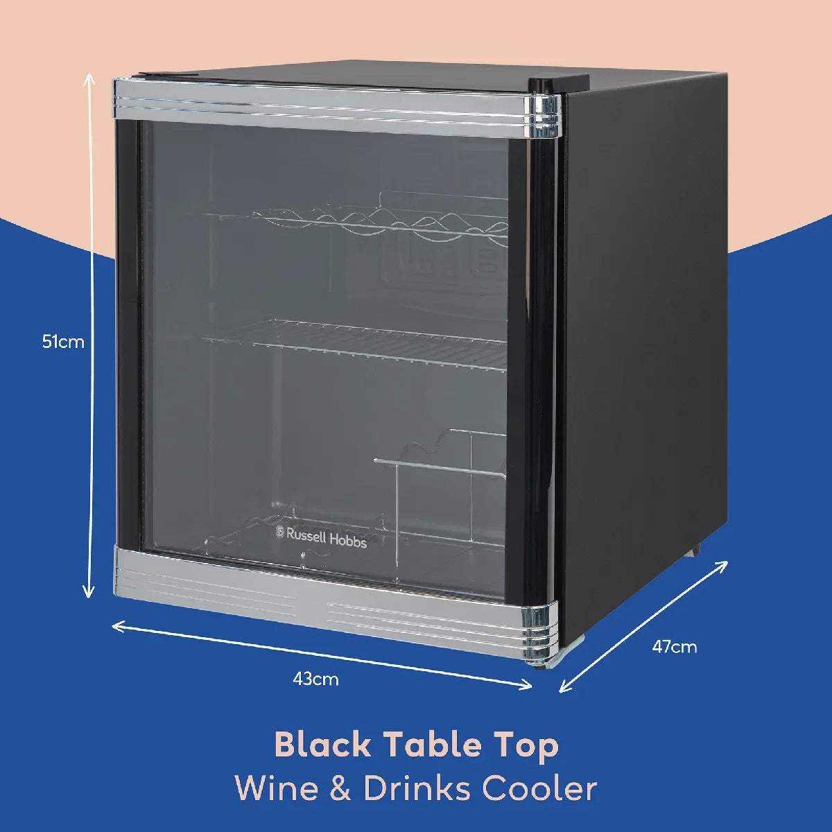 Russell Hobbs RHGWC1B-C Black Glass Door Drinks & Wine Cooler