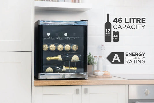 Russell Hobbs RHGWC1B-C Black Glass Door Drinks & Wine Cooler