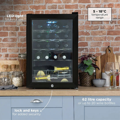 Russell Hobbs RHGWC4B-LCK 20 Bottle Lockable Wine Cooler in Black