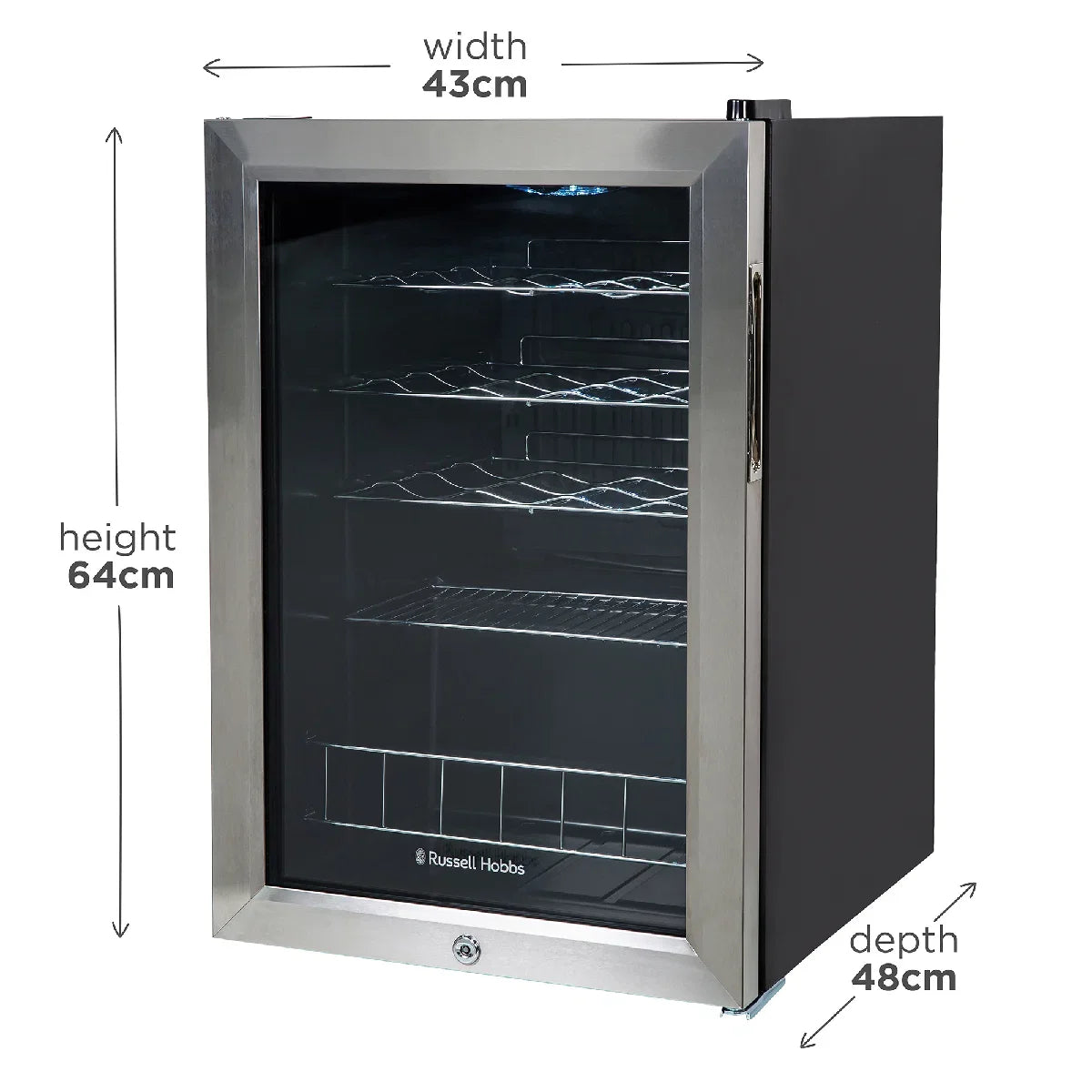 Russell Hobbs® RHGWC4SS-LCK 20 Bottle Lockable Wine Cooler in Stainless Steel
