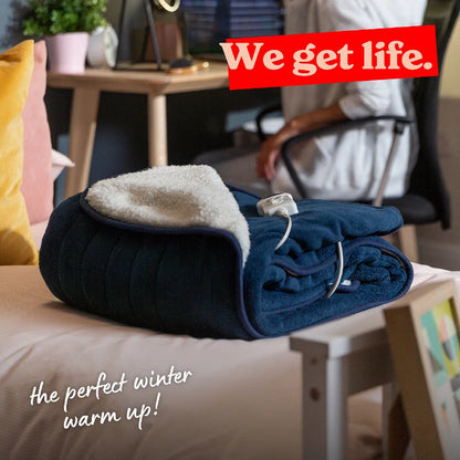 Russell Hobbs RHHT1003BLU Heated Throw W/Sherpa and Microfleece in Blue