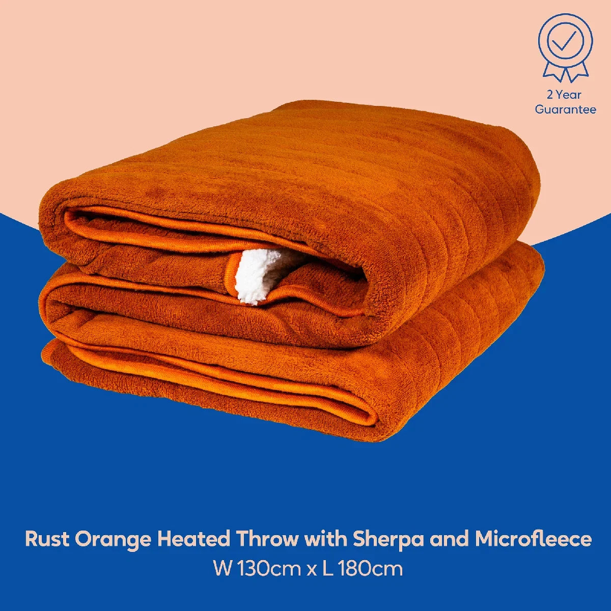 Russell Hobbs RHHT1003OR Heated Throw W/Sherpa and Microfleece in Orange