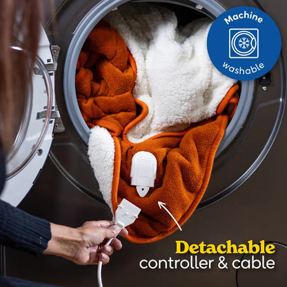 Russell Hobbs RHHT1003OR Heated Throw W/Sherpa and Microfleece in Orange