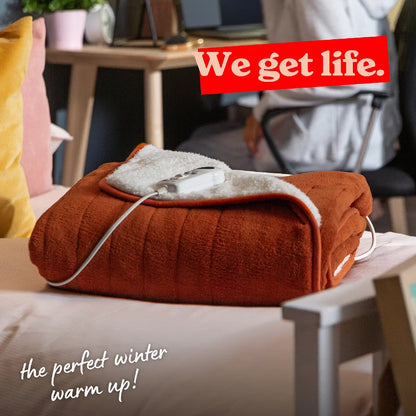 Russell Hobbs RHHT1003OR Heated Throw W/Sherpa and Microfleece in Orange