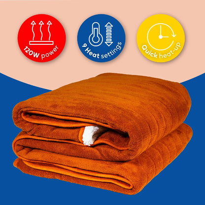Russell Hobbs RHHT1003OR Heated Throw W/Sherpa and Microfleece in Orange