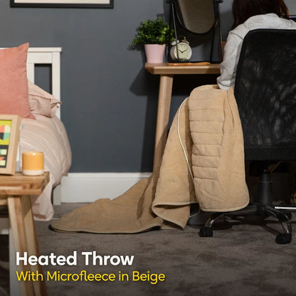 Russell Hobbs RHHT1004BG Heated Throw W/Microfleece in Beige