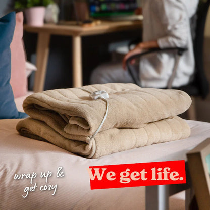Russell Hobbs RHHT1004BG Heated Throw W/Microfleece in Beige