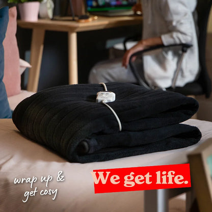 Russell Hobbs RHHT1004BLA Heated Throw W/Microfleece in Black