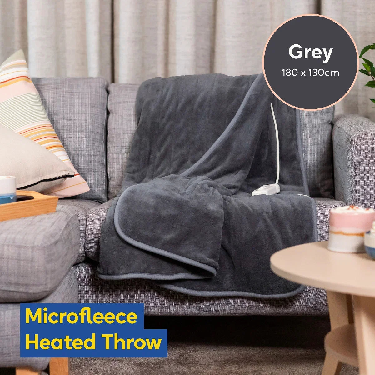 Russell Hobbs® RHHT1004GR Heated Throw W/Microfleece in Grey