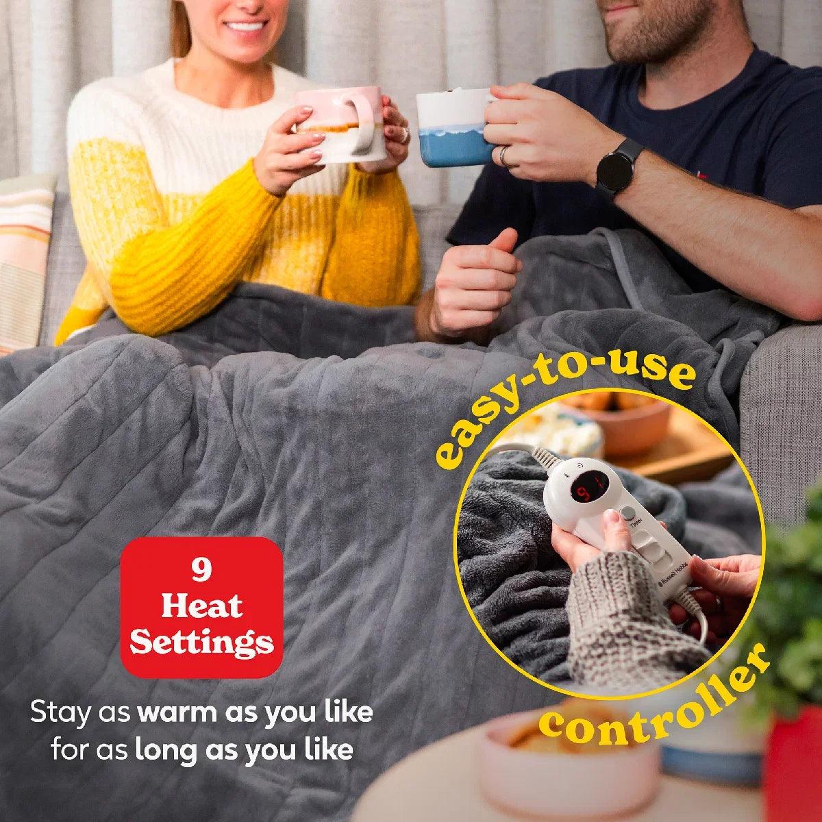 Russell Hobbs® RHHT1004GR Heated Throw W/Microfleece in Grey