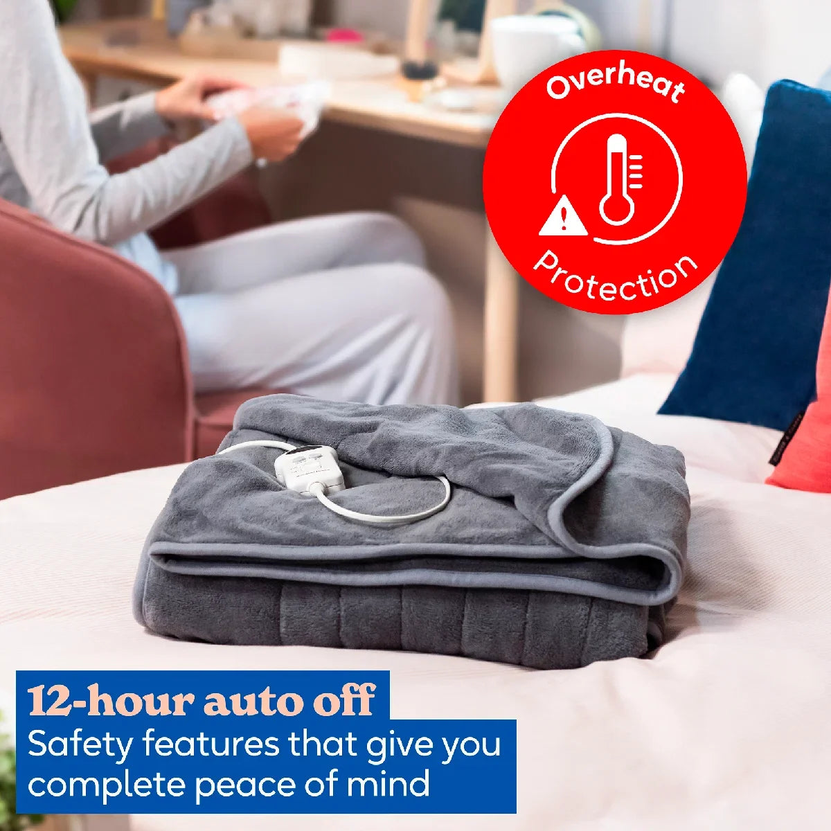 Russell Hobbs® RHHT1004GR Heated Throw W/Microfleece in Grey