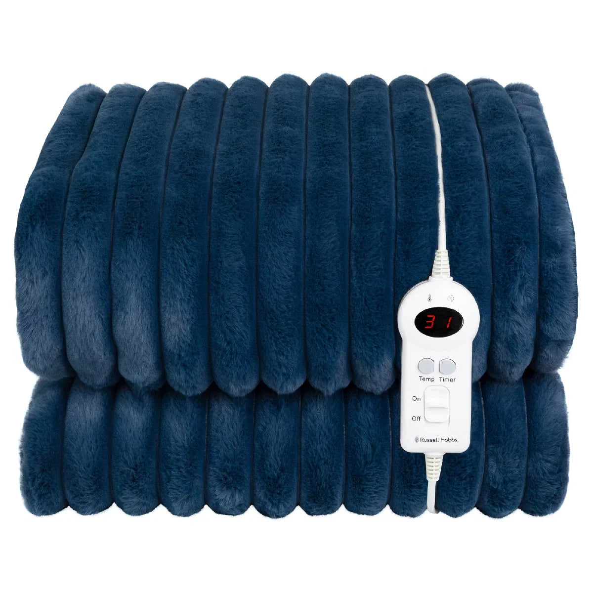 Russell Hobbs® RHHT1005BLU Heated Throw W/Faux Fur and Sherpa in Navy Blue