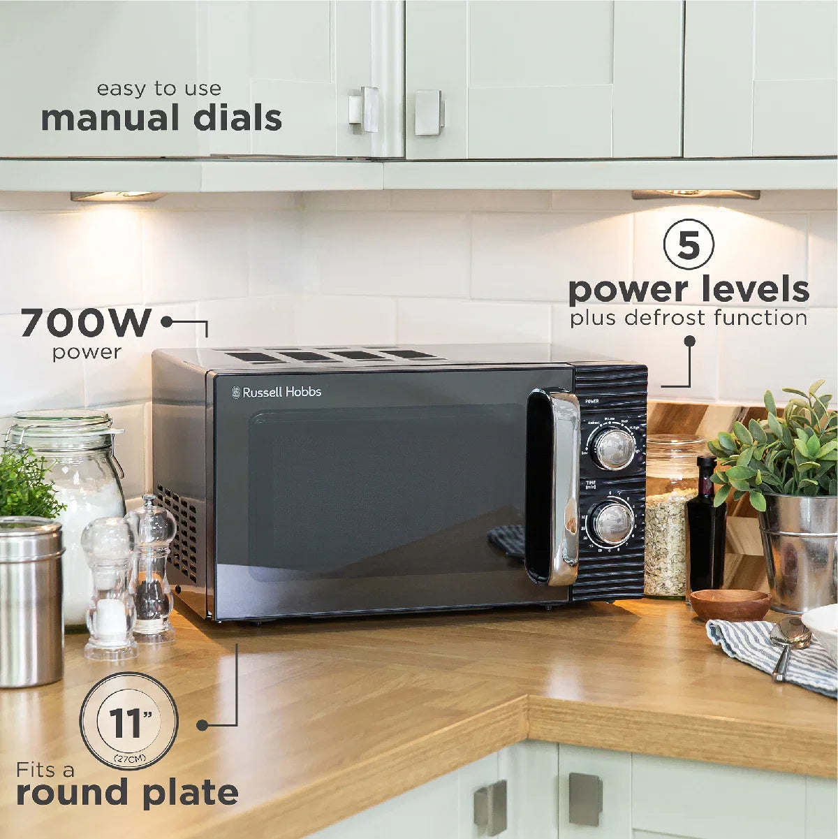 Russell Hobbs RHM1731B 17L Inspire Manual Microwave, Black