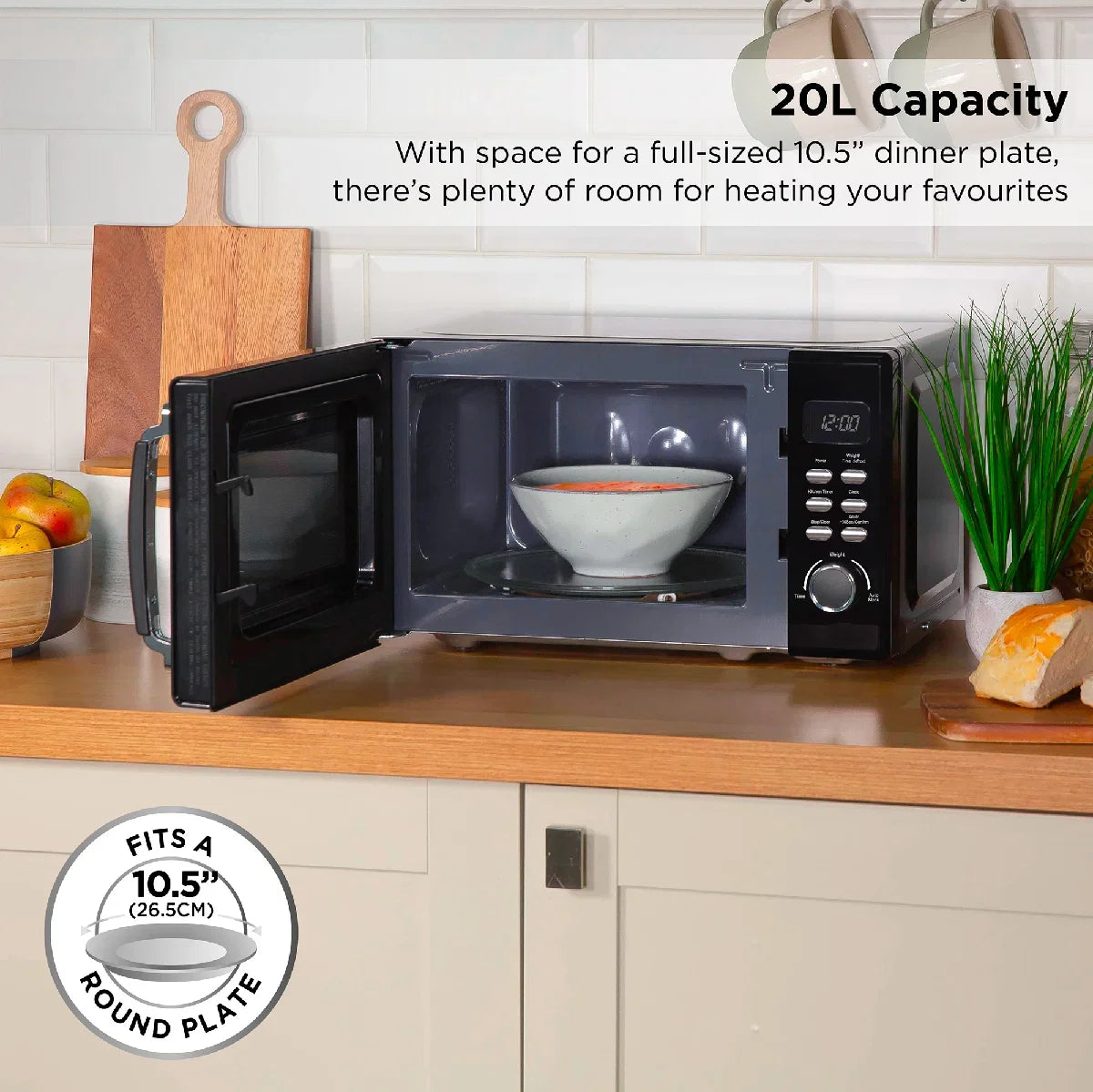 Russell Hobbs® RHM2026B, Stylevia 20L Digital Microwave in Black