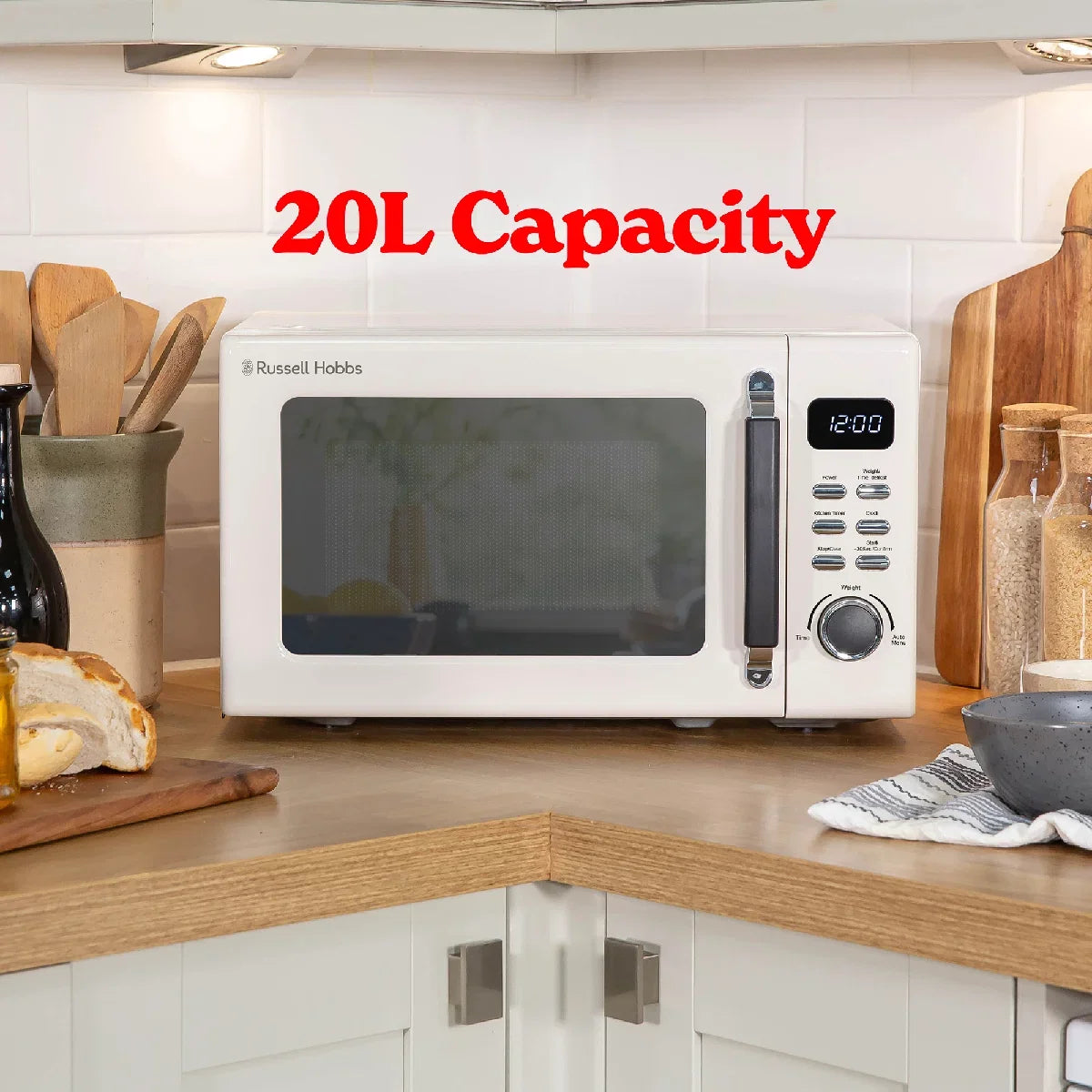 Russell Hobbs® RHM2026C, Stylevia 20L Digital Microwave in Cream