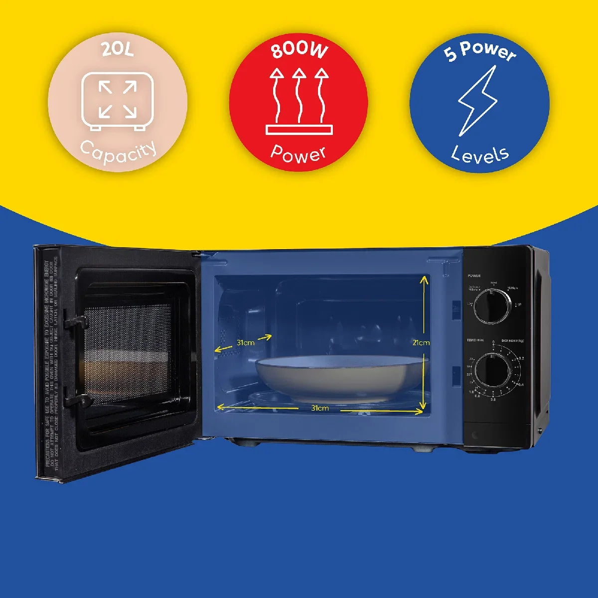 Russell Hobbs® RHM2027B, 20L 800W Manual Microwave in Black