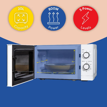 Russell Hobbs® RHM2027, 20L 800W Manual Microwave in White