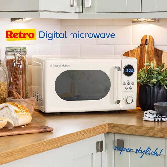Russell Hobbs RHM2044C Retro Solo Digital Microwave 20L, Cream