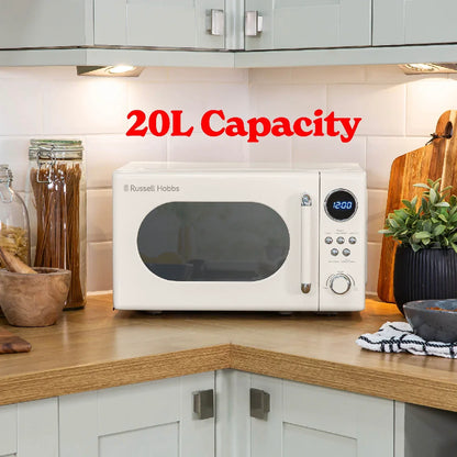 Russell Hobbs RHM2044C Retro Solo Digital Microwave 20L, Cream