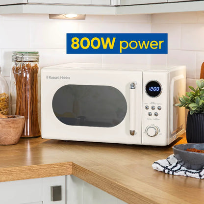 Russell Hobbs RHM2044C Retro Solo Digital Microwave 20L, Cream
