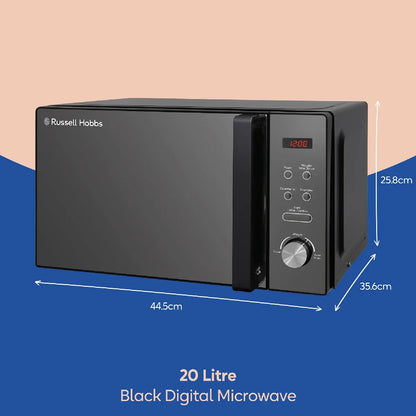 Russell Hobbs RHM2076B 20 Litre Digital 800W Microwave, Black