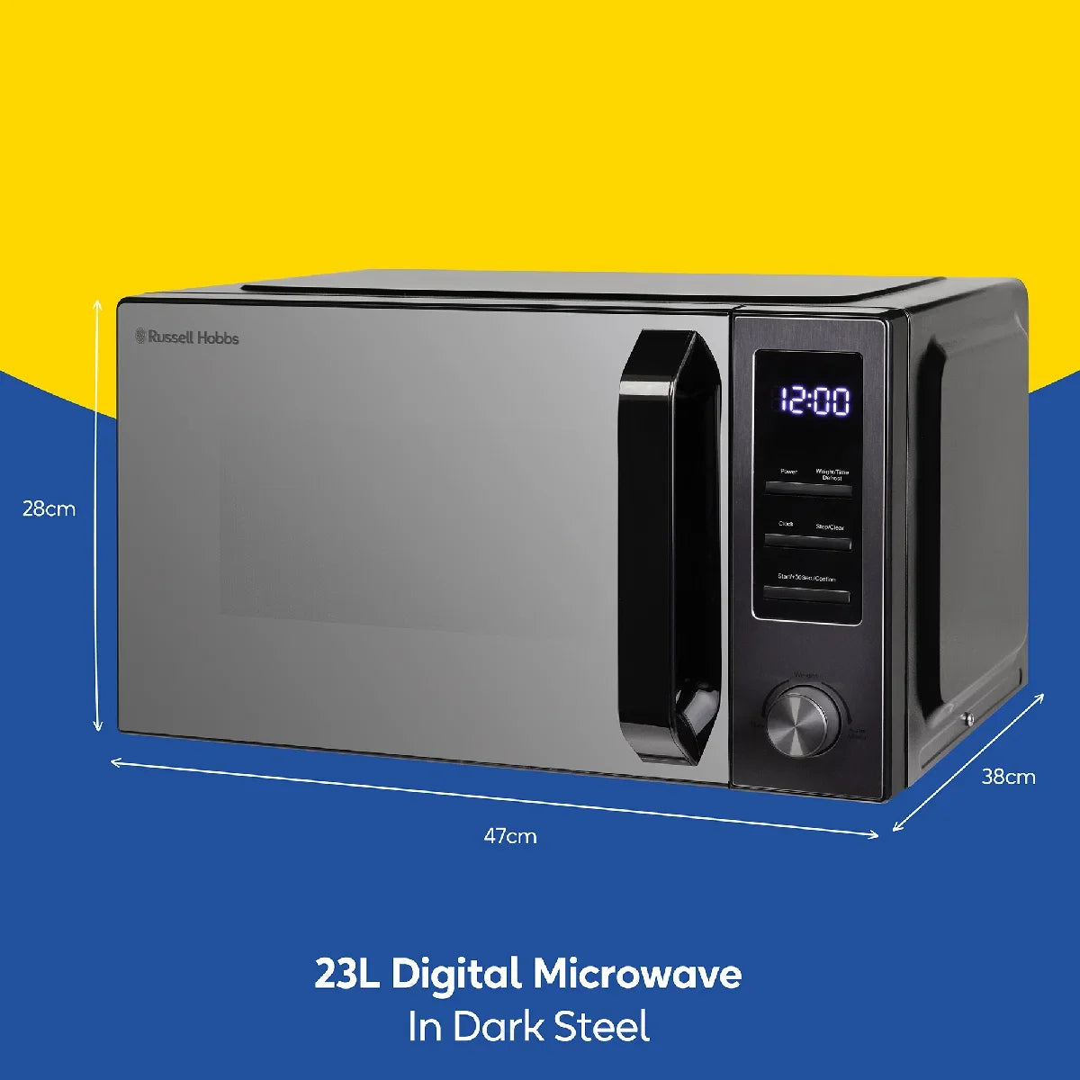 Russell Hobbs RHM2372DS, 23L Digital Microwave in Dark Steel