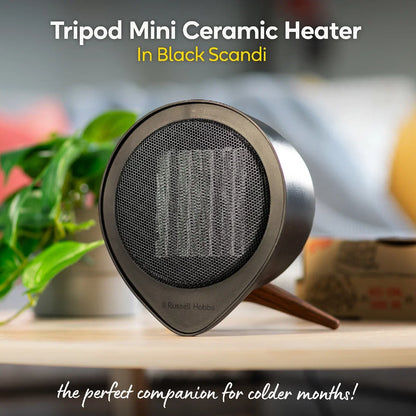 Russell Hobbs RHMCH1009B-SCA 1.5kw Tripod Mini Ceramic Heater in Black Scandi