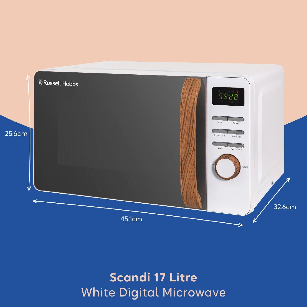 Russell Hobbs RHMD714-MN Scandi Compact Digital Microwave 17L, White