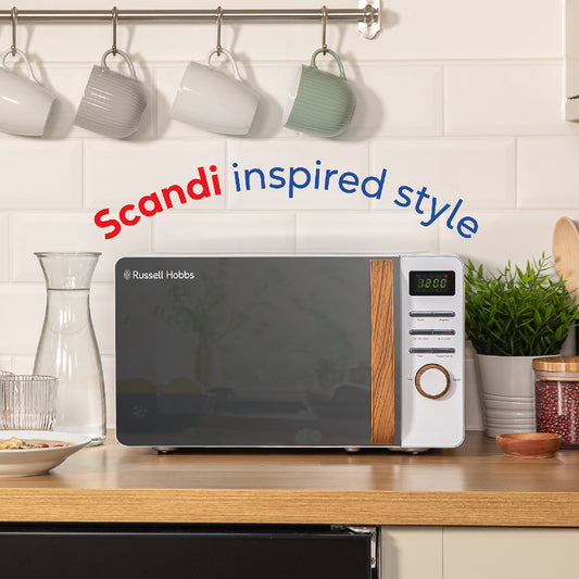 Russell Hobbs RHMD714-MN Scandi Compact Digital Microwave 17L, White