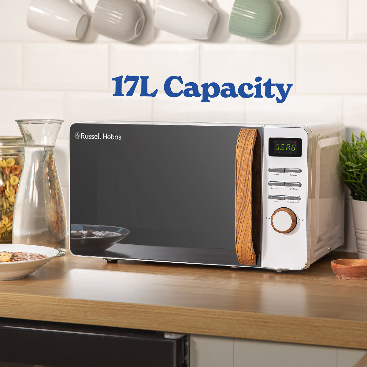 Russell Hobbs RHMD714-MN Scandi Compact Digital Microwave 17L, White