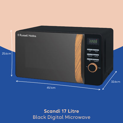 Russell Hobbs RHMD714B-MN Scandi Compact Digital Microwave 17L, Black