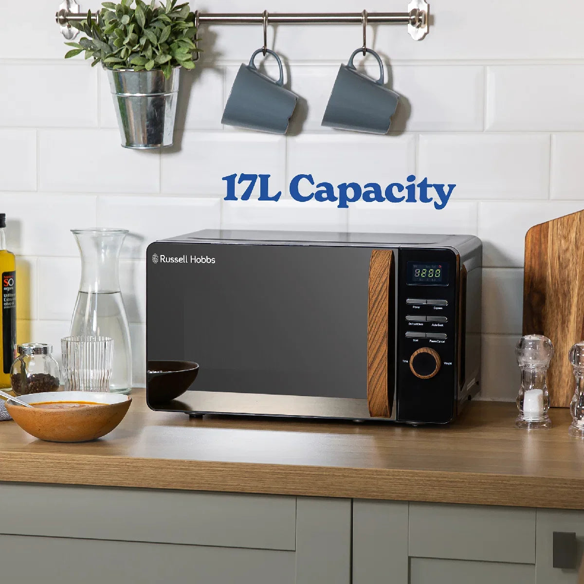 Russell Hobbs RHMD714B-MN Scandi Compact Digital Microwave 17L, Black