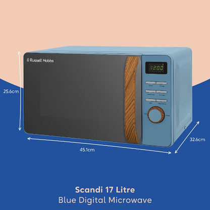 Russell Hobbs RHMD714BL-MN Scandi Compact Digital Microwave 17L, Blue
