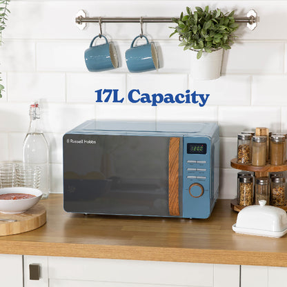 Russell Hobbs RHMD714BL-MN Scandi Compact Digital Microwave 17L, Blue