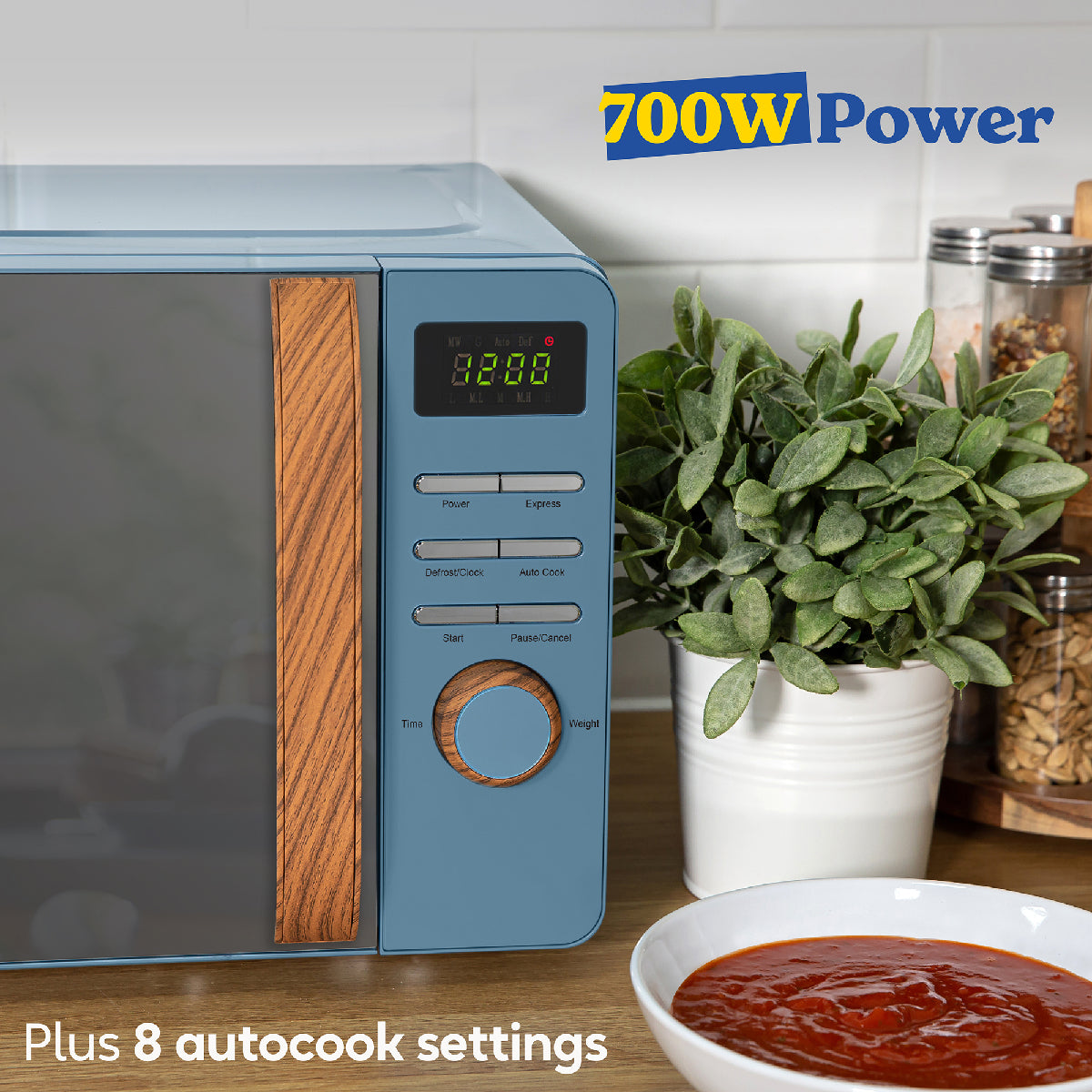 Russell Hobbs RHMD714BL-MN Scandi Compact Digital Microwave 17L, Blue