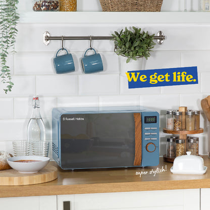 Russell Hobbs RHMD714BL-MN Scandi Compact Digital Microwave 17L, Blue