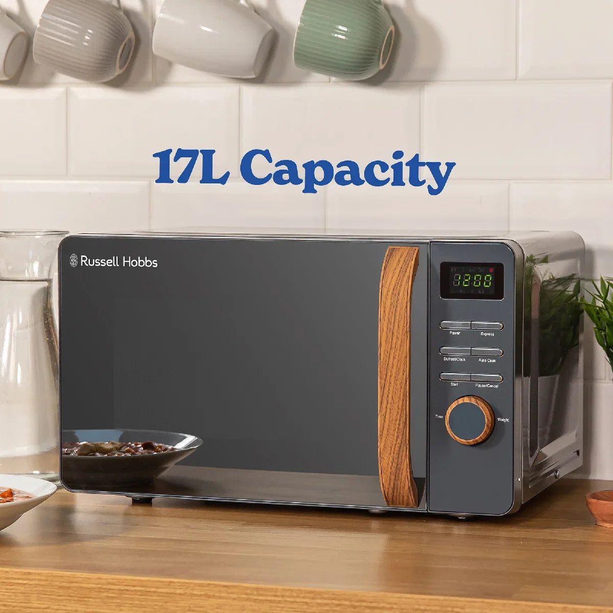 Russell Hobbs RHMD714G-MN Scandi Compact Digital Microwave 17L, Grey