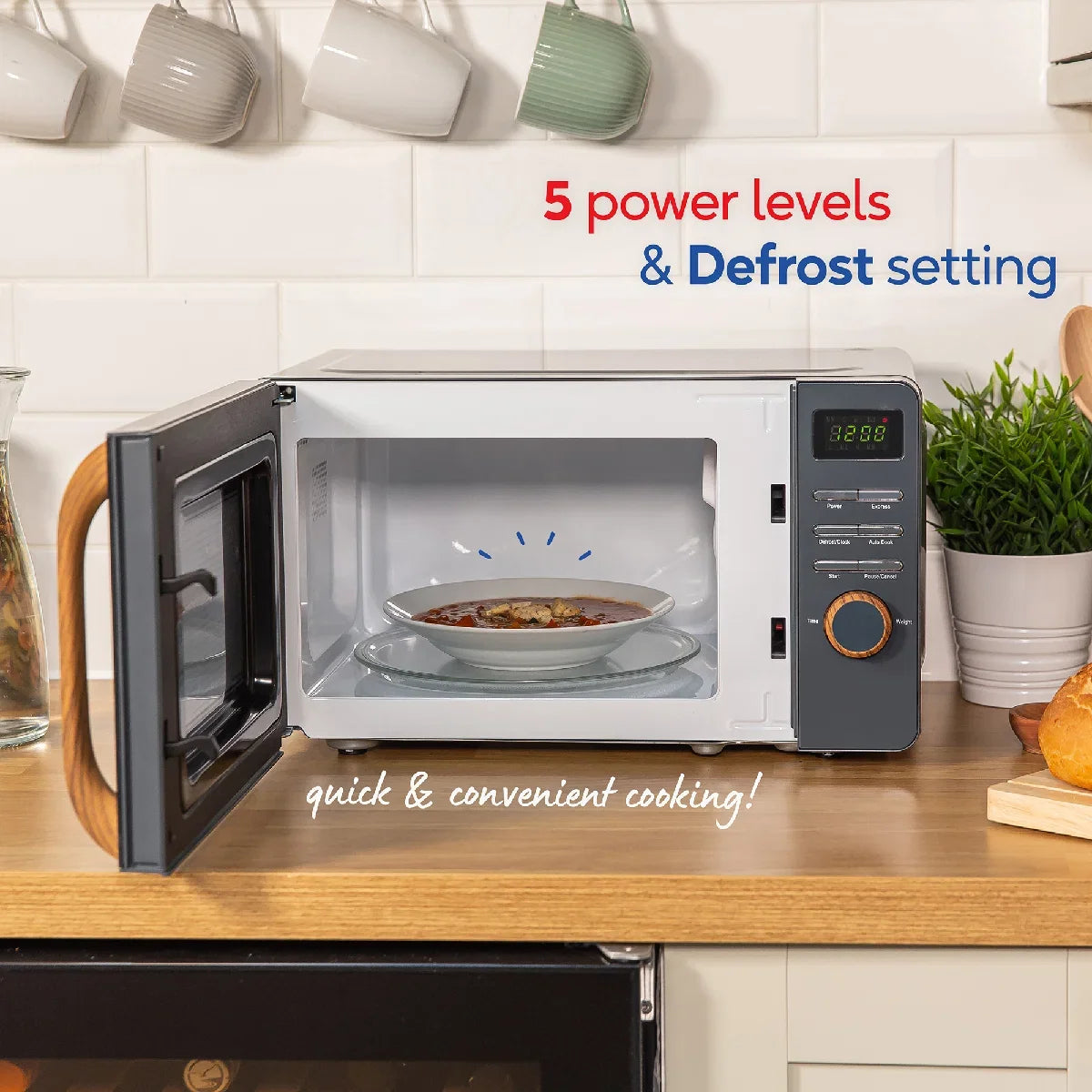 Russell Hobbs RHMD714G-MN Scandi Compact Digital Microwave 17L, Grey