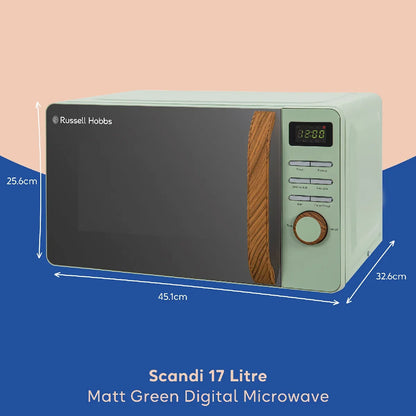 Russell Hobbs RHMD714MG-MN Scandi Compact Digital Microwave 17L, Matt Green