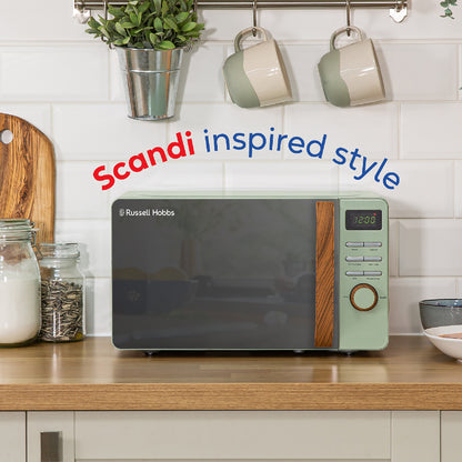 Russell Hobbs RHMD714MG-MN Scandi Compact Digital Microwave 17L, Matt Green
