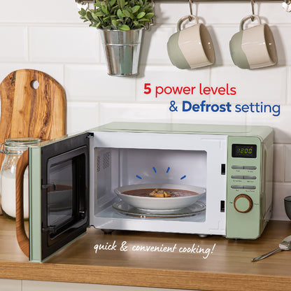 Russell Hobbs RHMD714MG-MN Scandi Compact Digital Microwave 17L, Matt Green