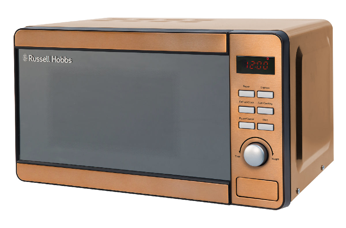 Russell Hobbs® RHMD804CP-N, 17L 800W Digital Microwave in Stainless Steel with Copper Effect