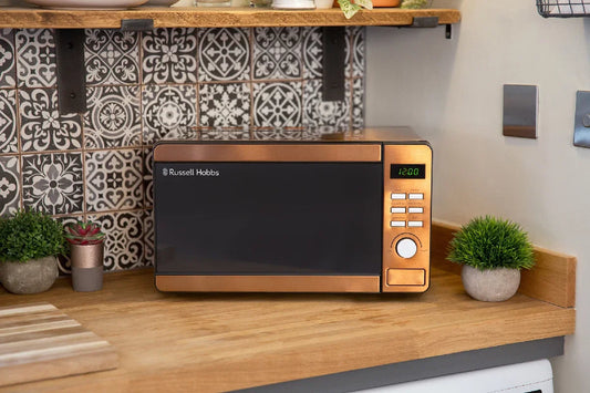 Russell Hobbs® RHMD804CP-N, 17L 800W Digital Microwave in Stainless Steel with Copper Effect